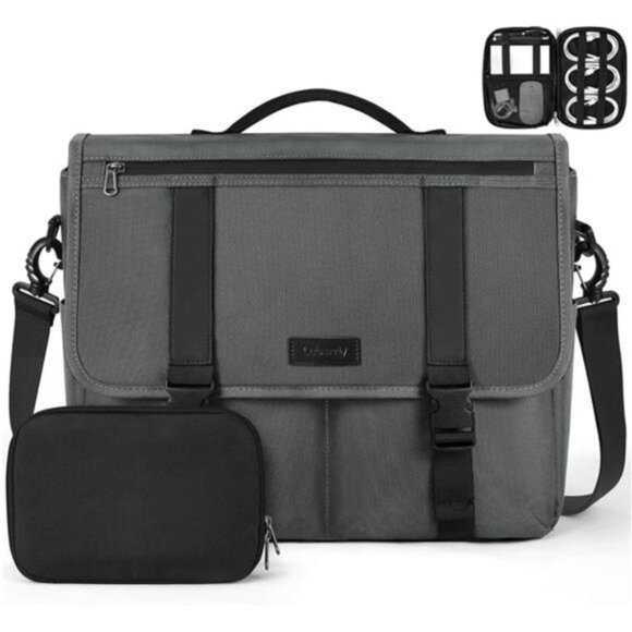 Mens Messenger Bag 15.6 Inch Waterproof Grey - Picture 1 of 6